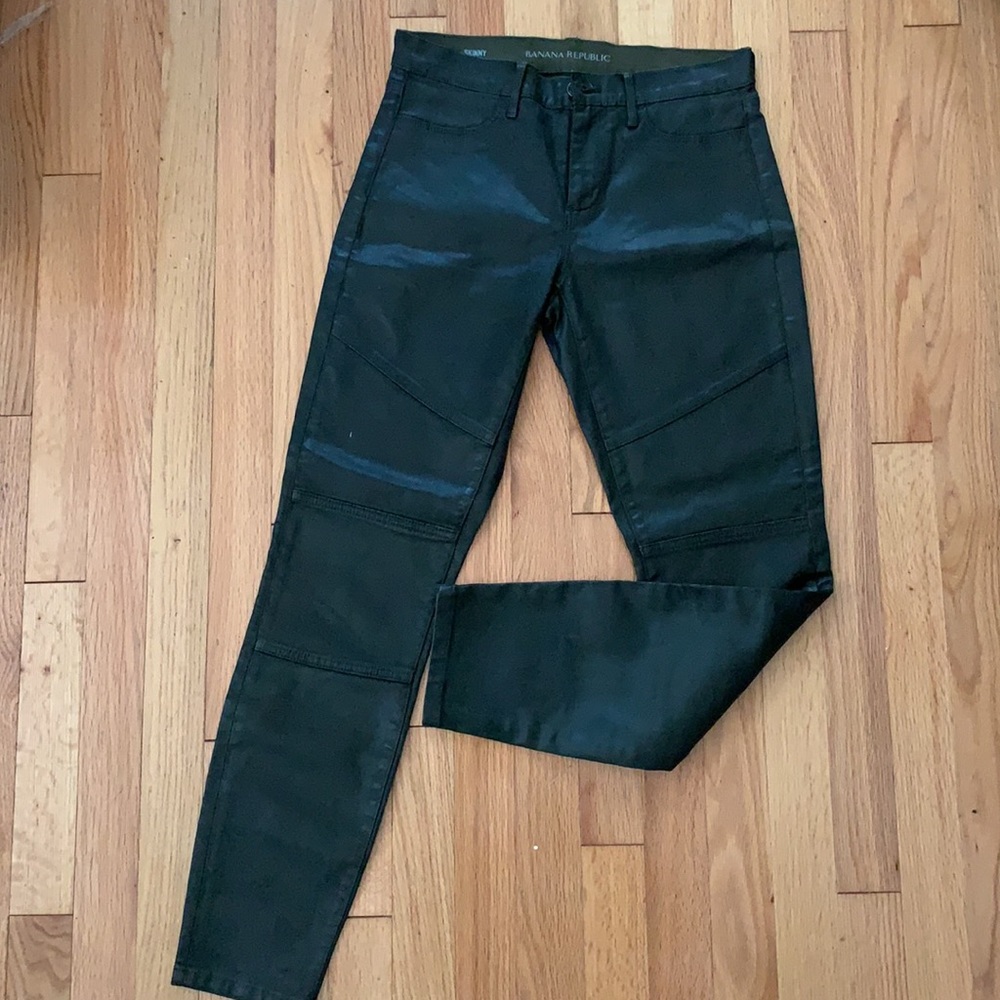BANANA REPUBLIC waxed skinny jeans green denim 26 - Picture 5 of 8